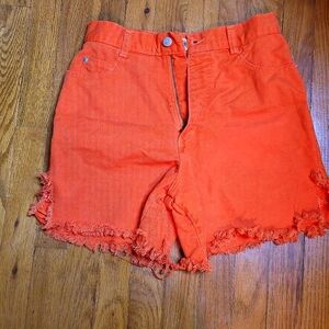 Vintage Orange Frayed Hem Shorts " Mixed Blues" SIZE 3 JRS. Vintage - Msrp $30